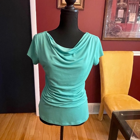 Ann Taylor Teal Drape Neck Blouse - Picture 1 of 7